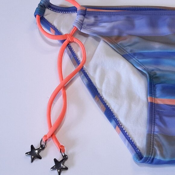 3/$20 NEW Mandarine & Co Tie Side Star Bikini Bottom Swimwear Watercolor Striped - Picture 2 of 11